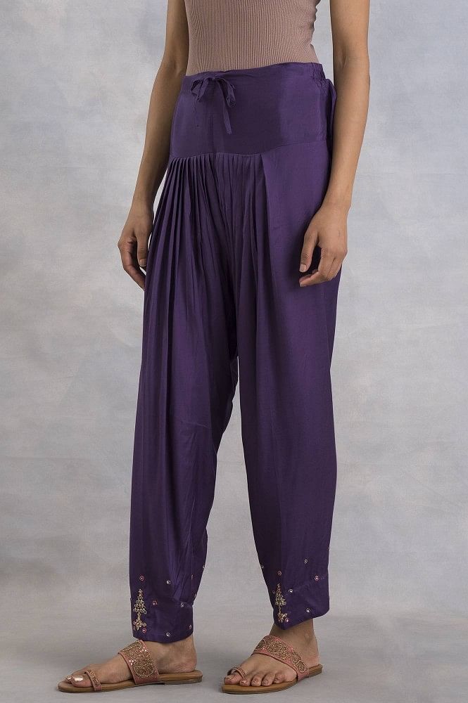 Buy Amaiva Purple Cotton Mid Rise Pants for Women Online @ Tata CLiQ